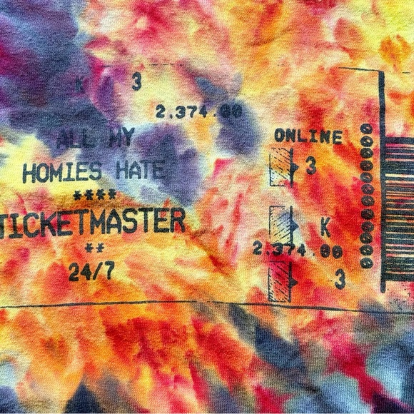 Zach Bryan Custom Dyed Concert Tee All My Homies Hate Ticketmaster - Picture 2 of 3